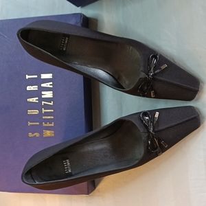 Stuart Weitzman, Black Crepe, Little Bow, Pumps, Size 9n